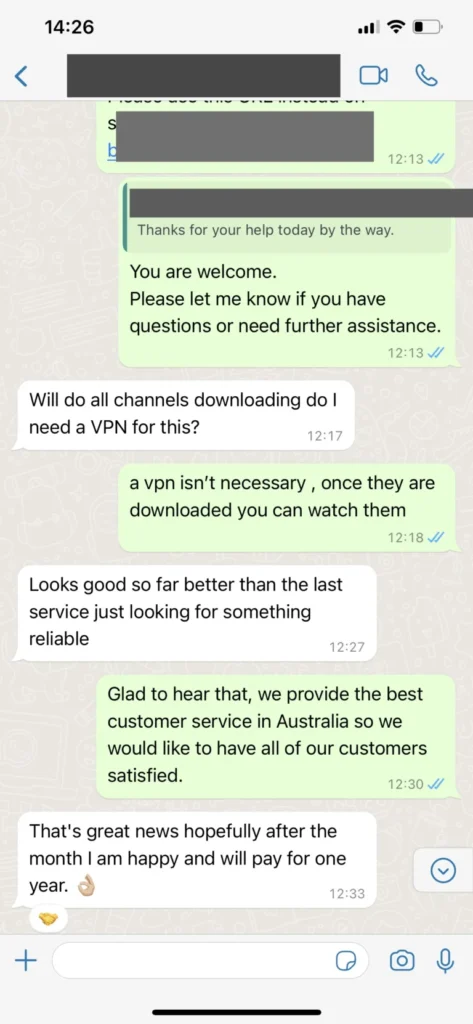 WhatsApp customer satisfaction proof chat screenshot 3